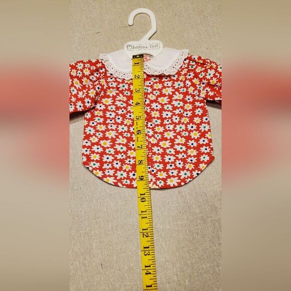 Lee Middleton Reborn Red Daisy Floral Doll Clothes Shirt - Picture 2 of 8